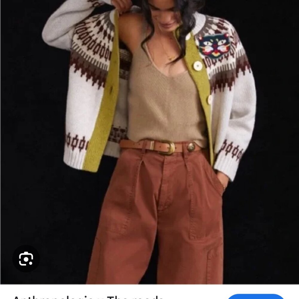 $200 ANTHROPOLOGIE X THE REEDS COLORBLOCKED FAIR ISLE SWEATER M